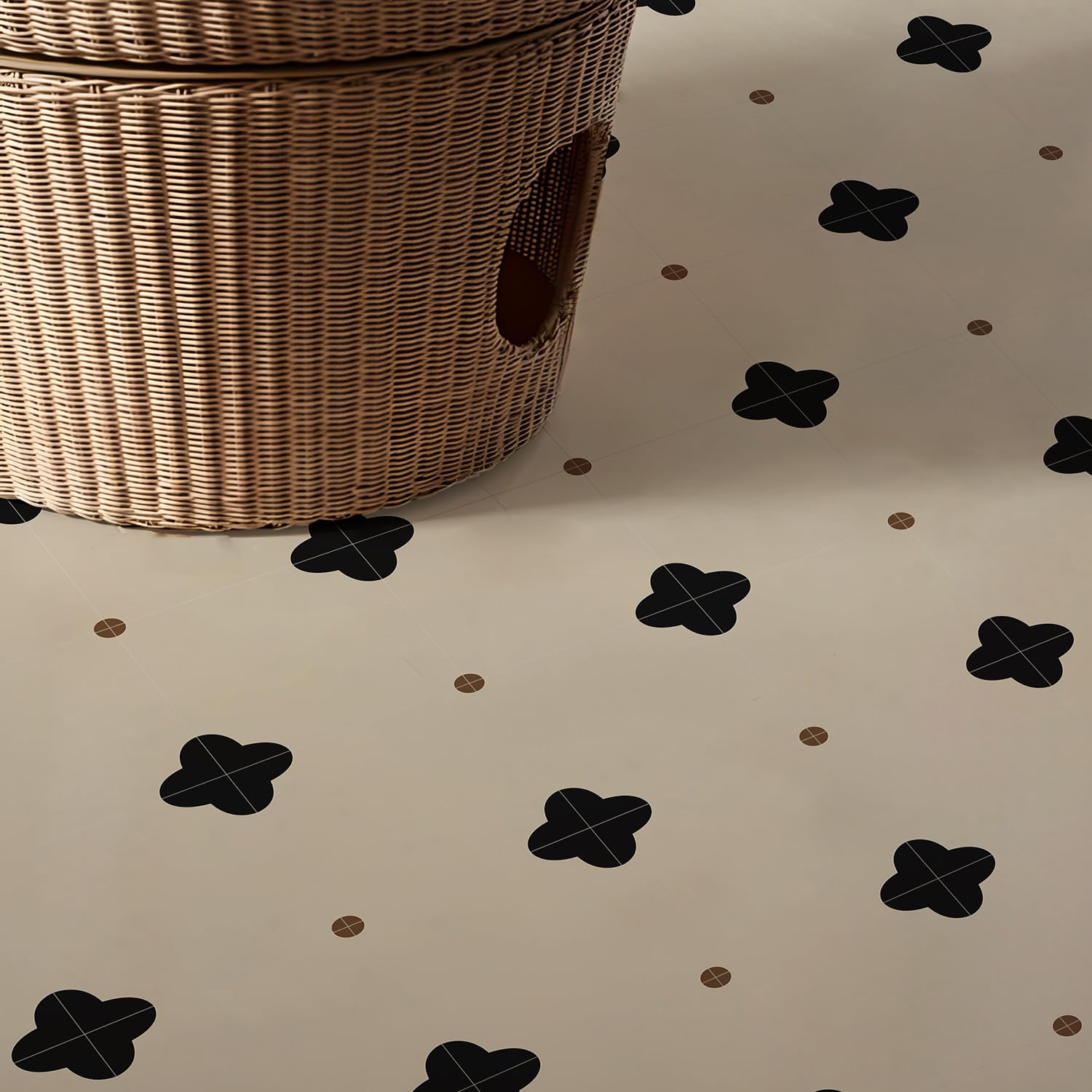 Alwayspon Piastrelle per pavimenti in vinile Peel and Stick, 30,5 x 30,5 cm, 12 pezzi, autoadesive, per bagno, sala da pranzo, camera da letto, decorazione per la casa, fai da te, bianco latte e croce