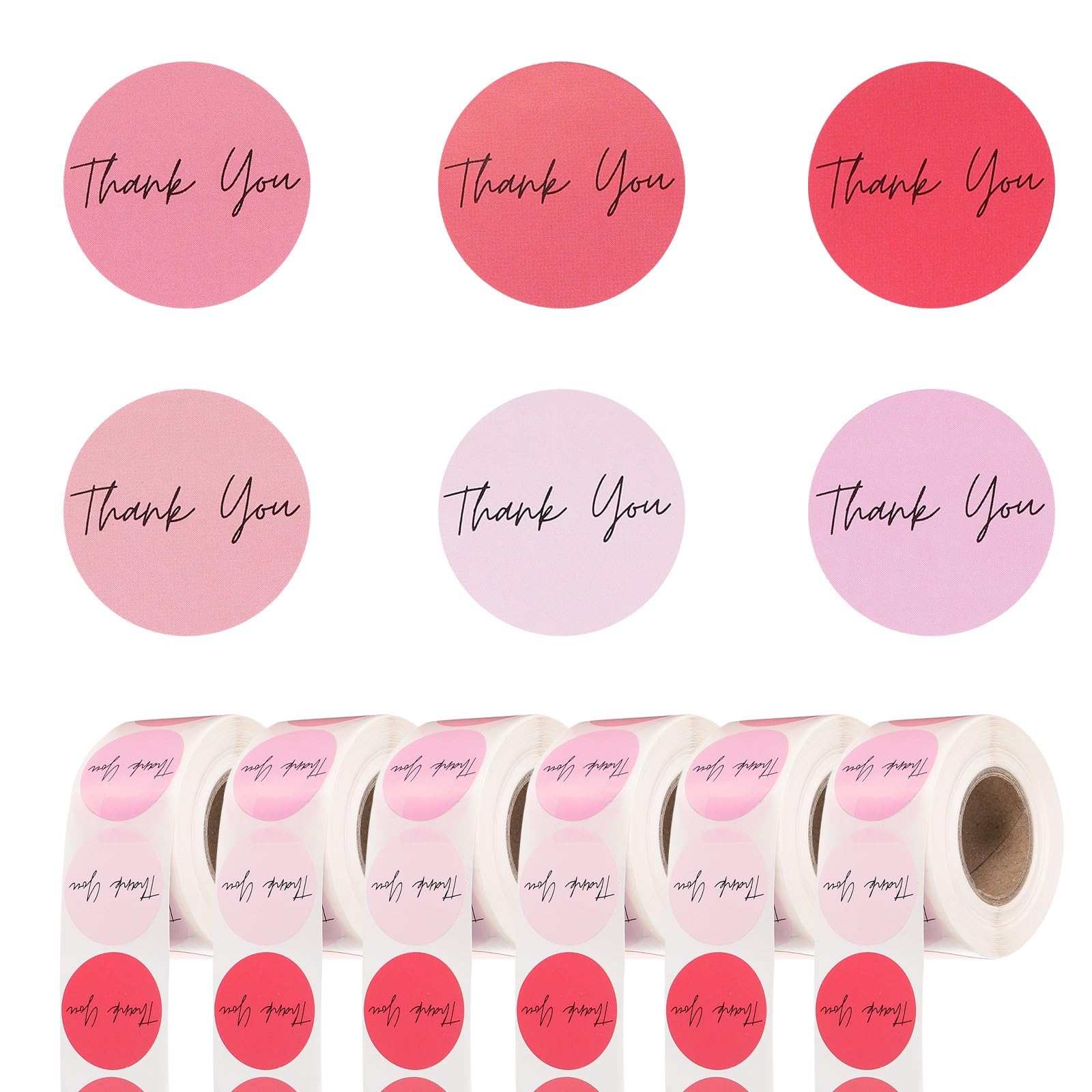 PATIKIL 3000Pcs Thank You Stickers, 1" Round Self-Adhesive Envelopes Seal Labels for Crafts Small Business Invitation Cards Wedding Gift Tag Packaging, Pink Colorful Tone