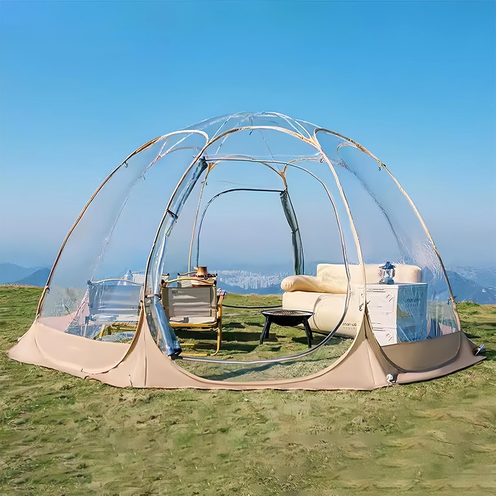 SAIYERUS Pop-Up-Bubble-Zelt, Sofort-Iglu-Zelt, 8–10 Personen Screen House für Terrassen, Großes Wetterzelt, Kälteschutz-Campingzelt mit Handtasche, für Garten, Terrasse, Hinterhof Sport & Freizeit