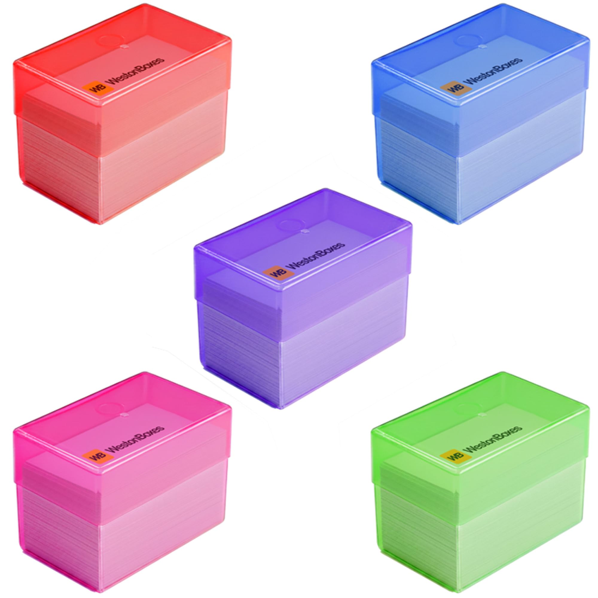 Westonboxes Mix / Transparent Plastic Business Card Boxes - Holds 250 Business Cards - 70Mm Deep (Mix, Pack Of 8)