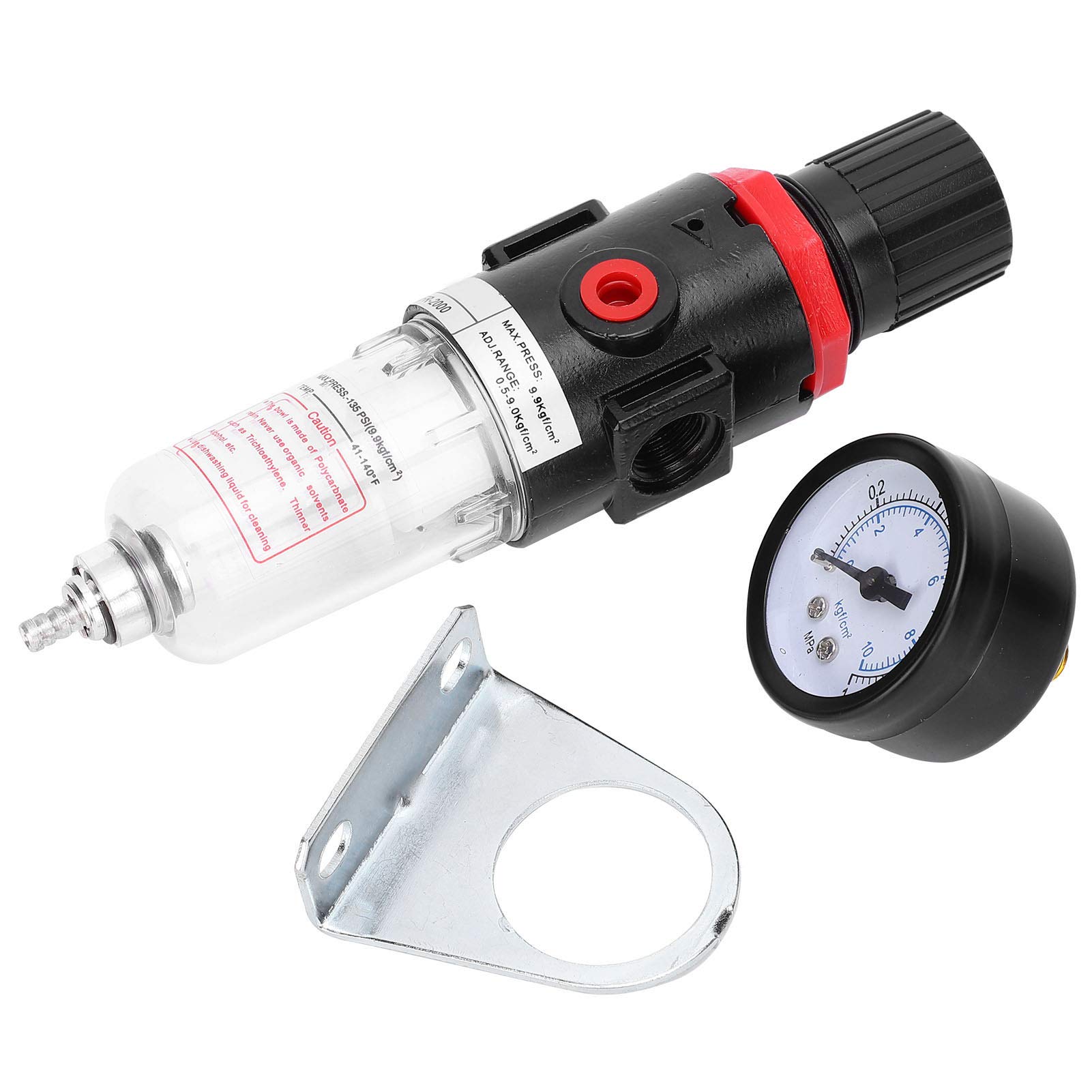 BSP1 / 4-calowy regulator filtra sprężonego powietrza, filtr sprężarki powietrza z pułapką wodną ze wspornikiem 0-10 bar, manometr regulatora ciśnienia filtra powietrza