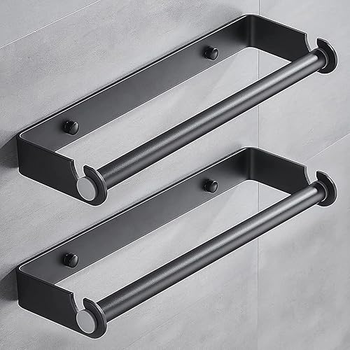 Paquete de 2 soportes para toallas de papel debajo del gabinete para cocina, soporte de pared para toallas de papel, soporte de rollo de papel,