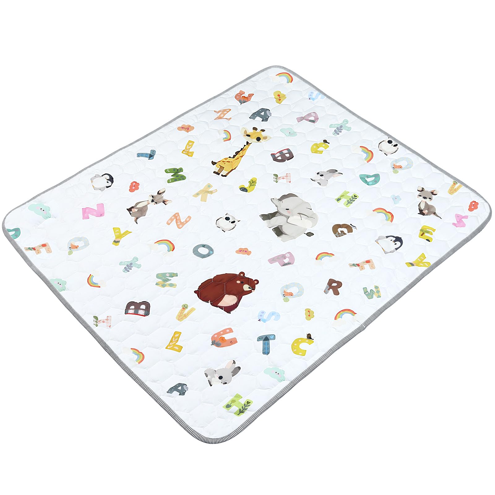 FUNYKICH 150x150cm Folding Wildlife Playpen Mat, 1cm Thick Padded Baby Crawl Mat, Baby Play Mat, Foldable Kids Playmat, Large Babies Activity Play Mat, Non-Slip