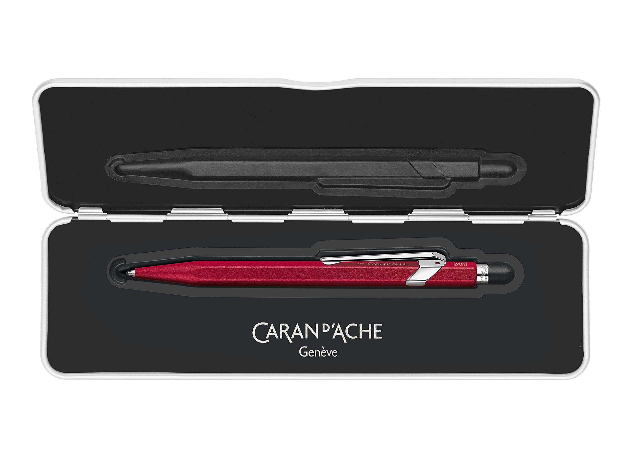 Caran d'Ache Długopis 849 Colormat-x w kolorze czerwonym z etui, 0849.585, 1 sztuka (1 opakowanie)