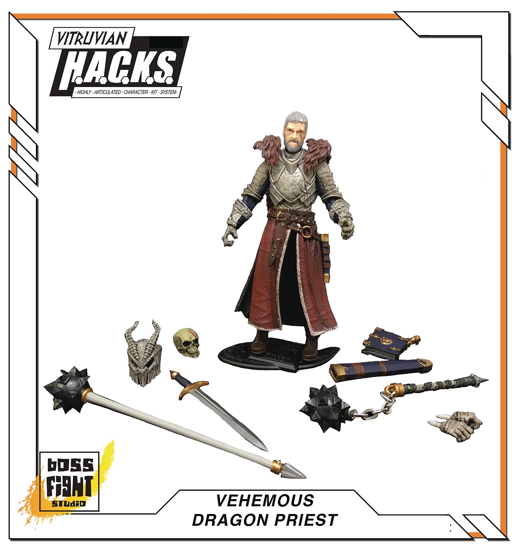 Boss Fight Studio Vitruvian H.A.C.K.S. Fantasy Series - Vehemous Action Figure - Highly Articulated Collectible and Customizable Figurine with Interchangeable Parts and Accessories - 1:18 Scale