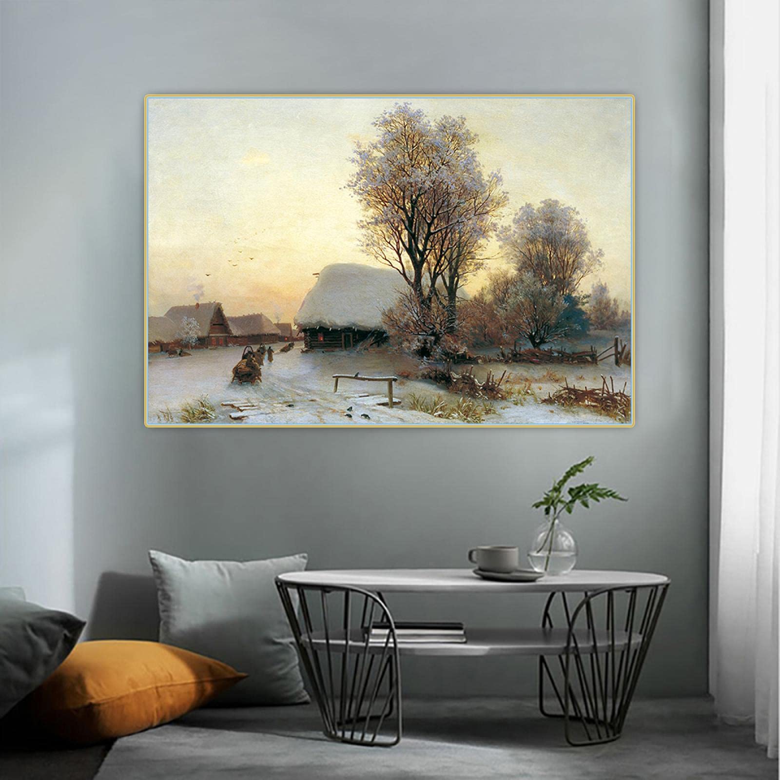 Amazon.com: Ivan Shishkin.Winter evening. Canvas Wall Art