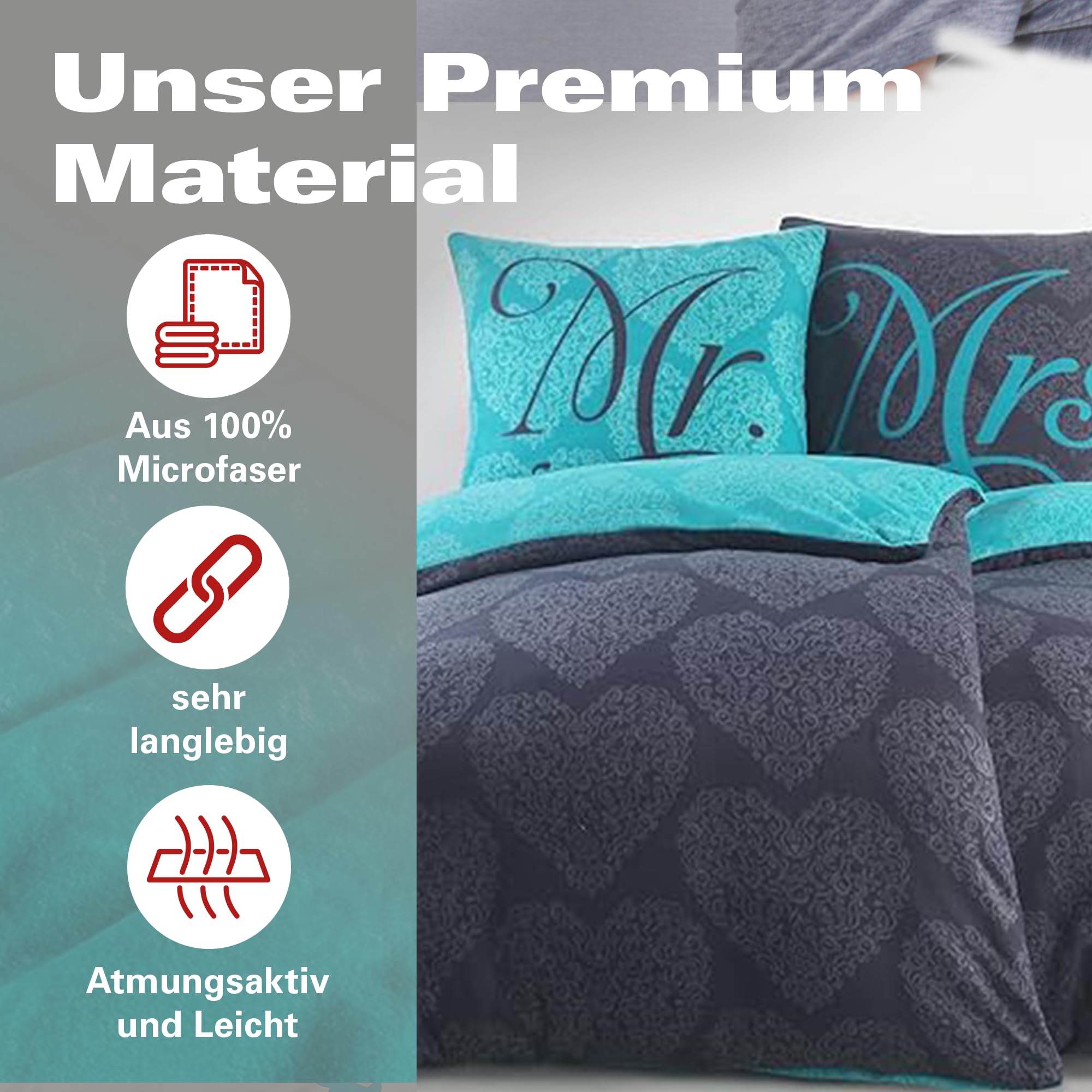 BaSaTex Winter Flausch Partner Fleece Bettwäsche Set | 4 Teilige Garnitur | 100% Mikrofaser | 2X 135x200 + 2X 80x80 cm | Design 03
