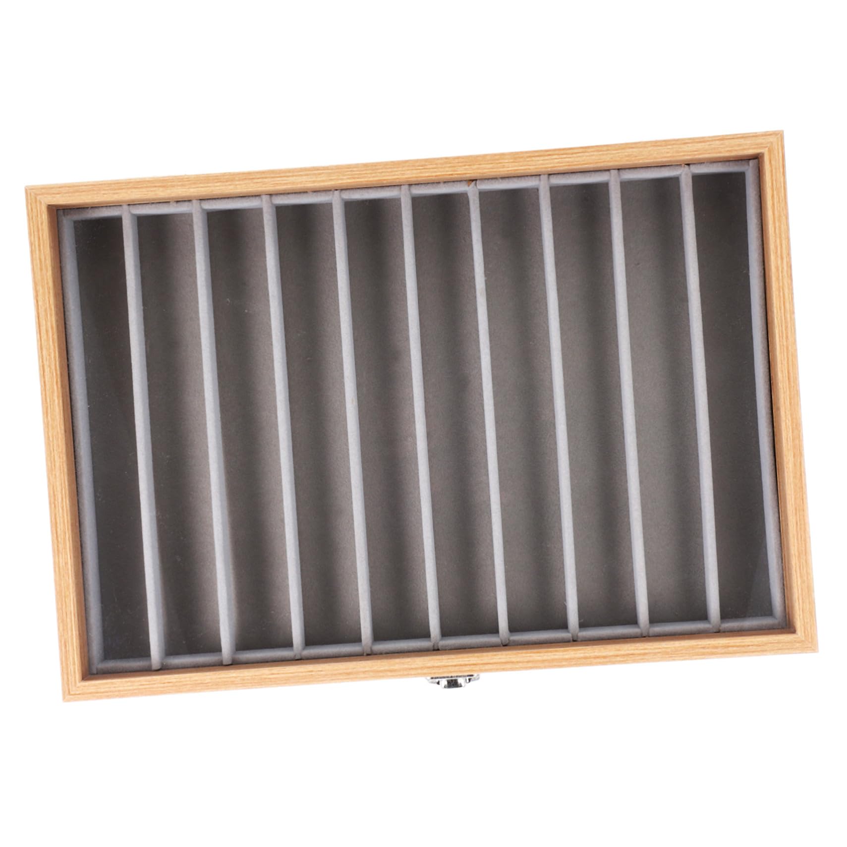 HAKIDZEL Wooden Jewelry Storage Box with Clear Glass Lid Dustproof Necklace Organizer Tray for Long Necklaces Bracelets Sweater Chains Space-saving Jewelry Holder Insert for Vanity Drawer