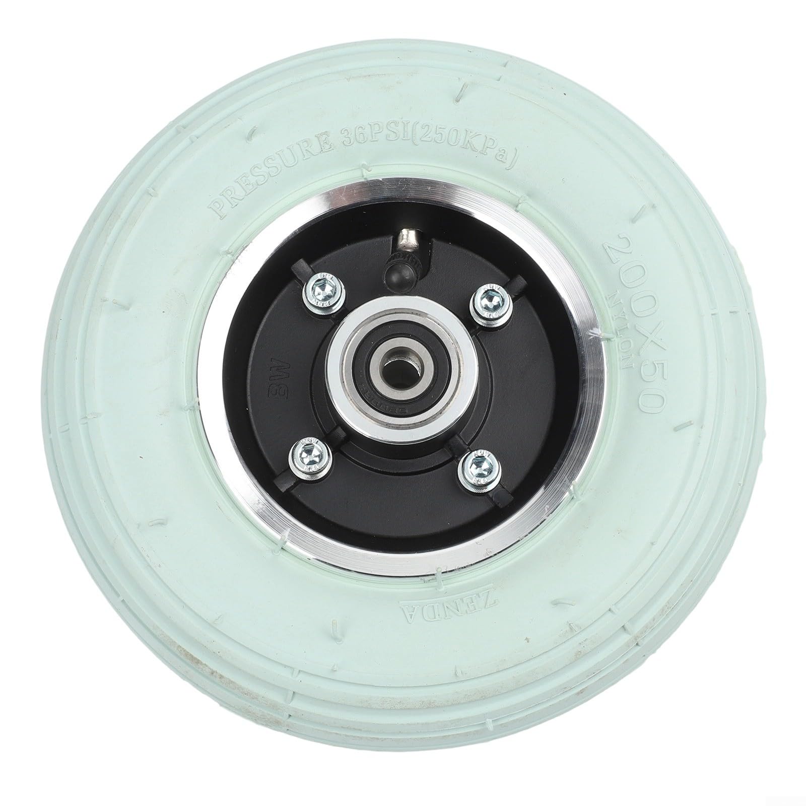 Roue avant complète de 8 pouces pour fauteuil roulant électrique, 200 x 50, pneus pneumatiques avec chambre à air et jante, roue pivotante grise avec roulement, pour axe de 8 mm/10 mm (noir 10 mm)