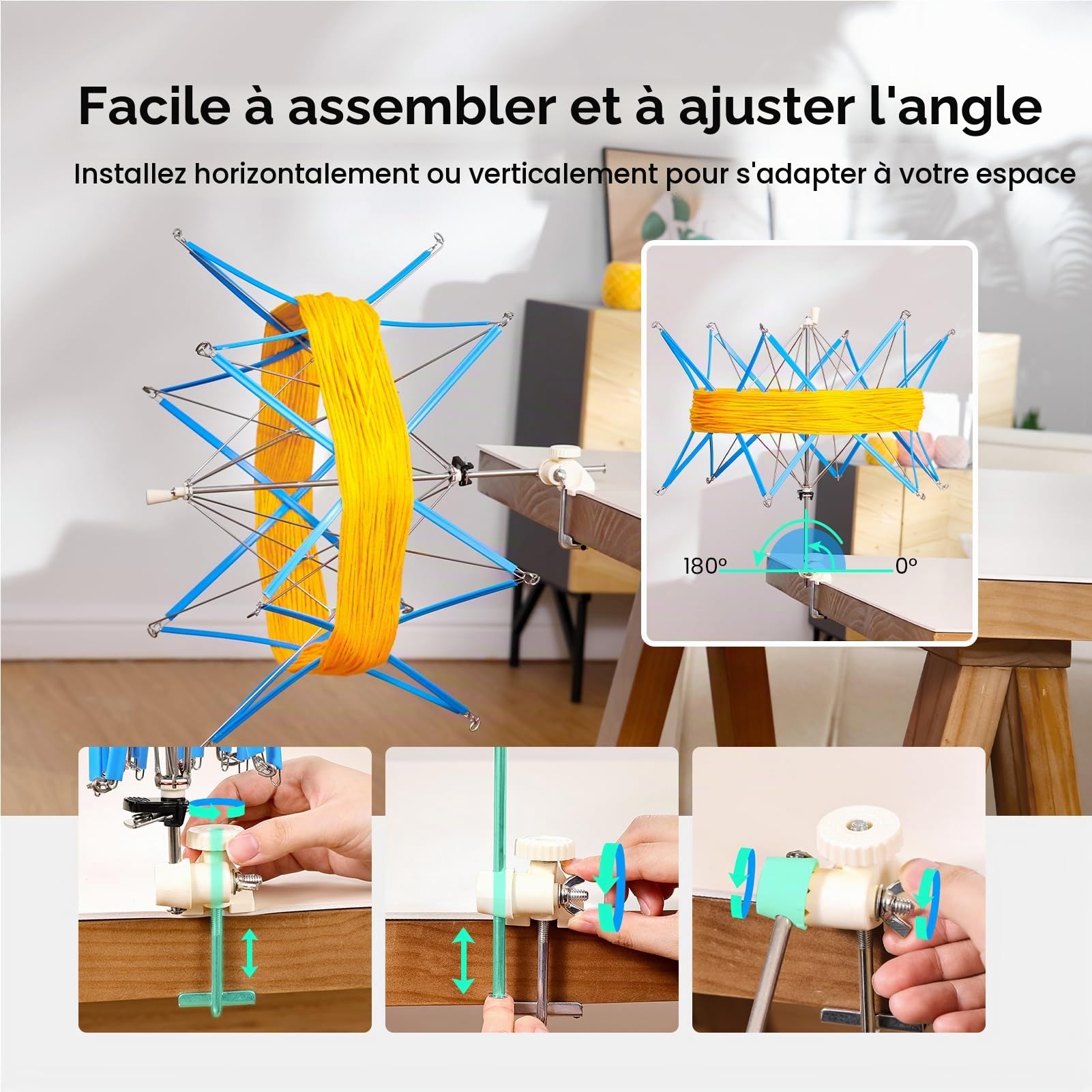 Swift Parapluie de Fil, Support Flexible et Pliable pour Écheveaux | Léger et Facile À Ranger, Maintient Les Écheveaux de Laine Stable Pendant Les Travaux de Crochet et Tricot