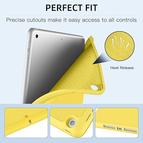 Miniatura 49 de Mastten Funda compatible con iPad de 9ª/8ª/7ª generación, para iPad de 10.2 pulgadas con soporte para lápiz, cubierta trasera de TPU Smart Stand