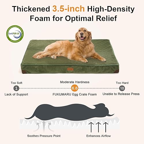 Miniatura 3 de FUKUMARU Cama para perro, camas ortopédicas grandes para perros con funda extraíble lavable, cama impermeable para perros para jaula, tapete de