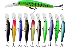 10Pcs Trolling Lures Hard Bait Minnow Deep Diving Swimbait Kit for Bass Trout