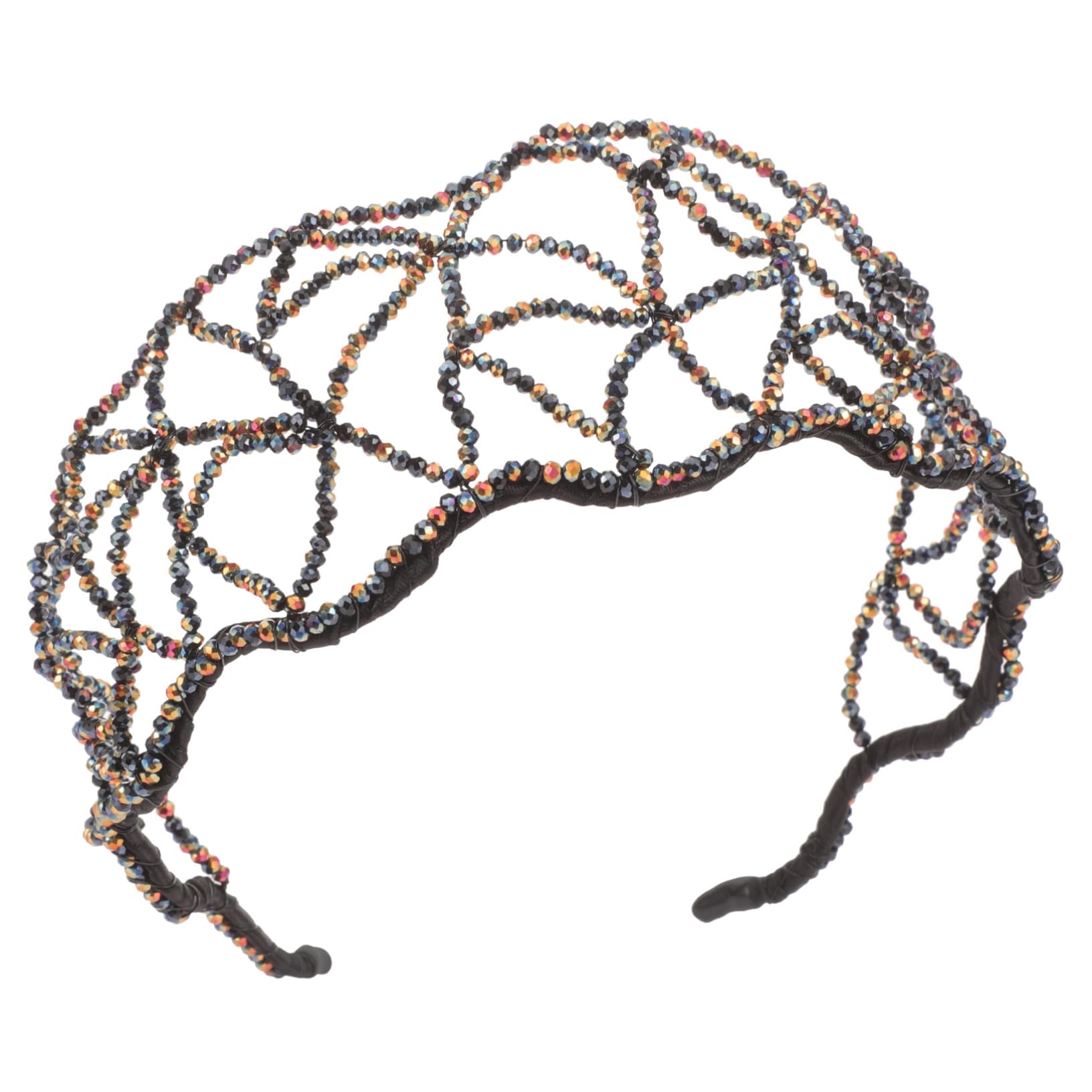 VICASKY 4 Pezzi Cerchietto Sposa con Ab Colorati Fascia Larga Ondulata Accessorio Handmade con Brillanti per Matrimonio e