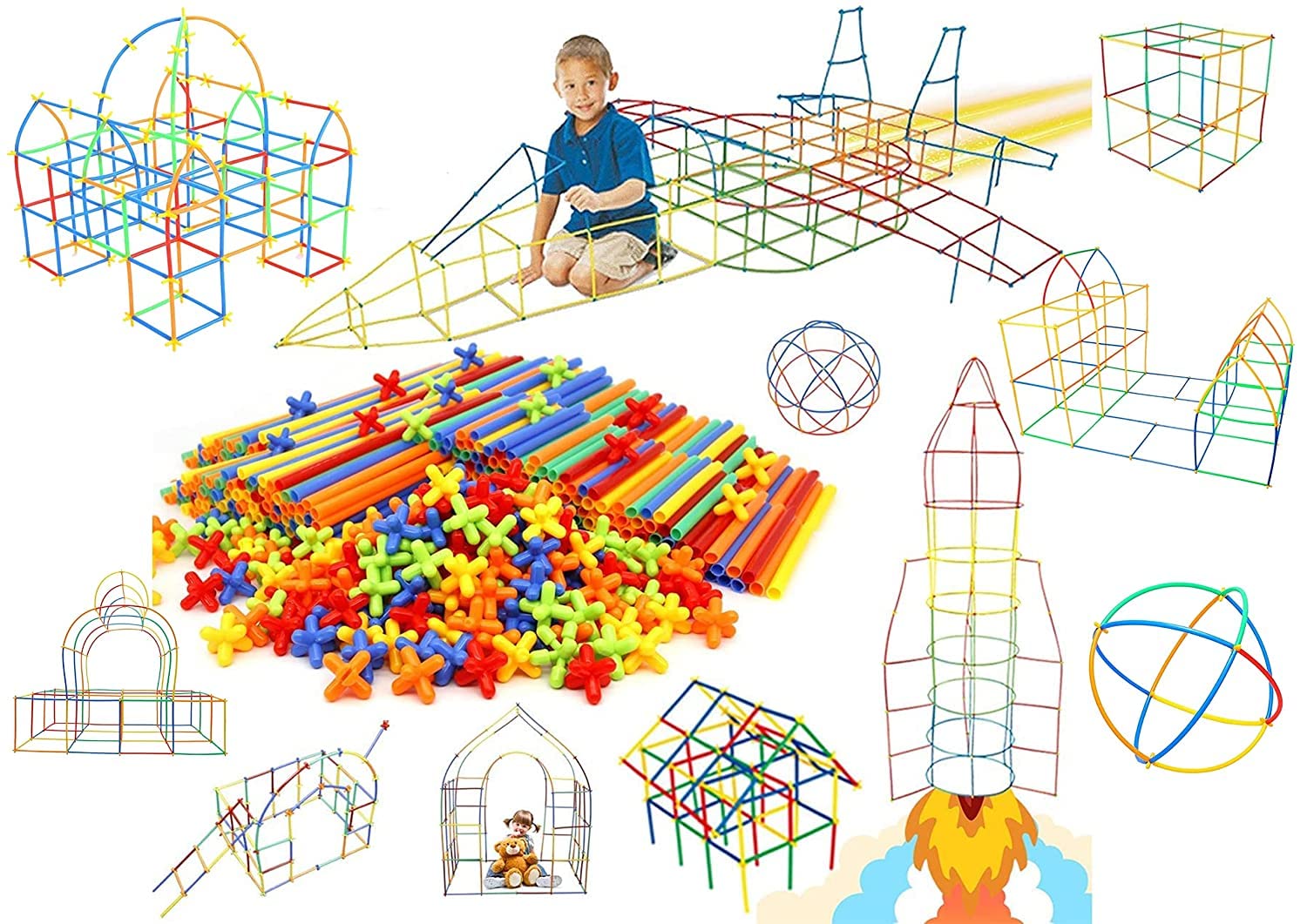 Prosper Baby Building Construction Puzzle Childrens Puzzle Straw Blocks Pipette Stitching Assembly Straws Build Blocks Creative Toy for Kids Plastic Brick Set - Multi Color 200 Peices (B0BMTN49CL) Amazon Price History, Amazon Price Tracker