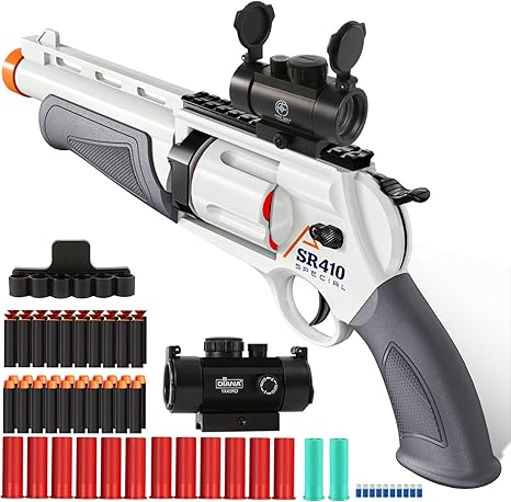 Toy Guns for Boys, Shotgun Foam Blaster, Enhanced Revolver Children Outdoor CS Soft Bullet Toy Rifle, Birthday Xmas Gift for Kids Age 8+ (Grizzly)