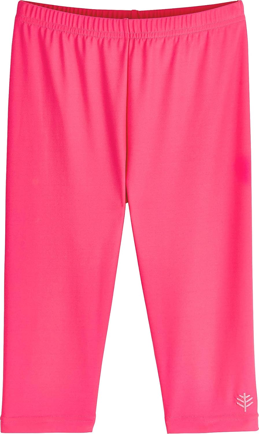 Coolibar UPF 50+ Kids' Wave Swim Capris Sun Protective (XLarge Aloha Pink