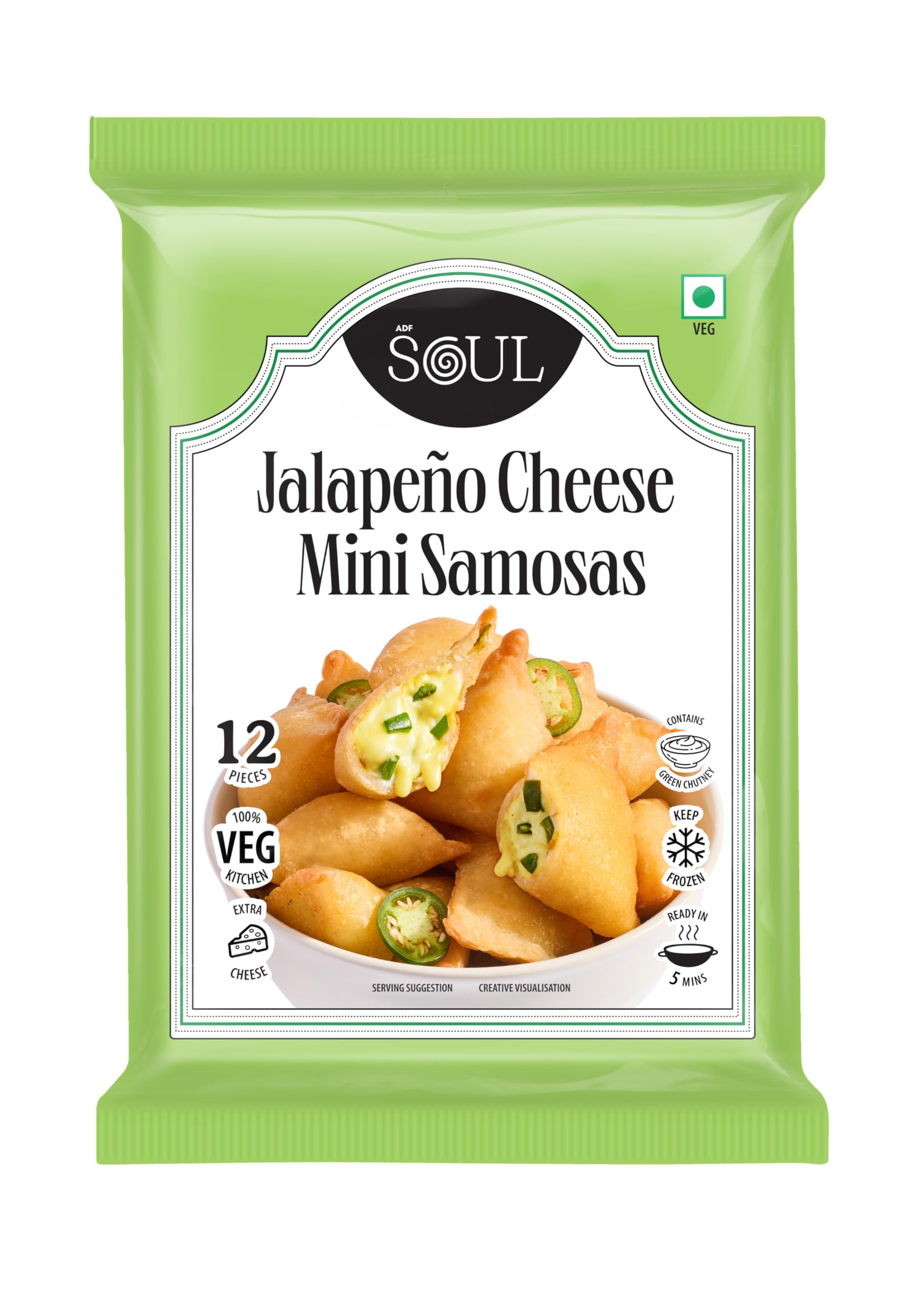 Adf Soul Mini Jalapeno Cheese Samosa, 290 gm