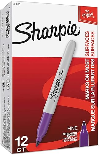 Sharpie 30008 - Marcador permanente de punta fina, morado; tinta de secado rápido, resistente al agua y a la decoloración, certificado AP, 1 paquete