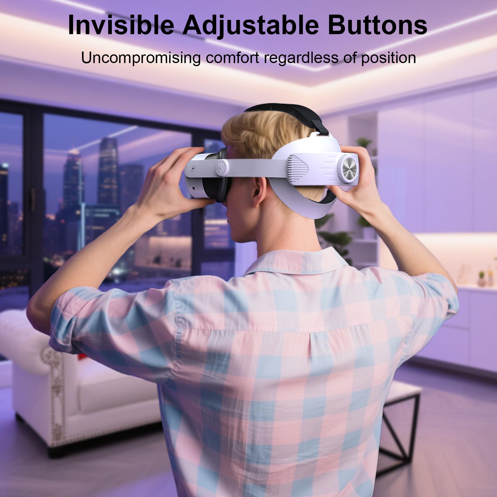 Sangle de tête pour casque de réalité virtuelle Meta Quest 3/3s, avec Oculus Quest /3/3s, sans batterie, soutien amélioré, sangle réglable et confortable