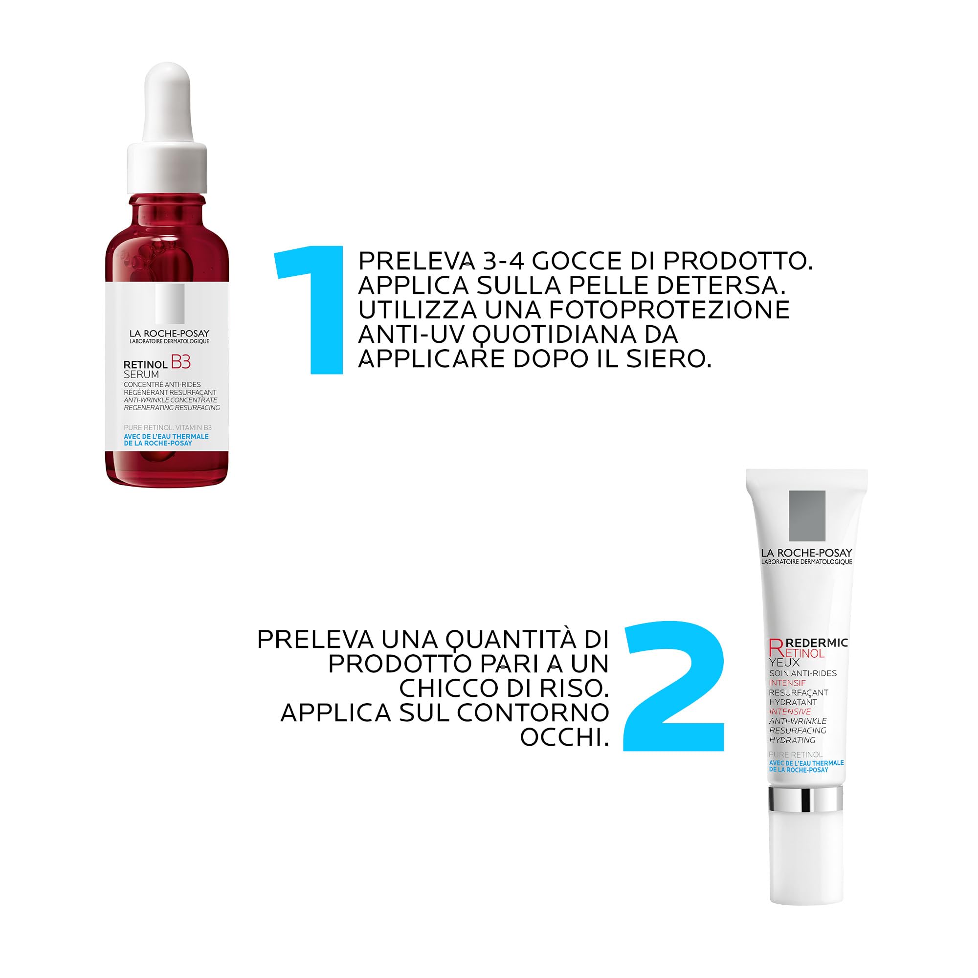 La Roche-Posay Retinol B3 Siero Anti-Rughe 30 ml + Redermic R Crema Contorno Occhi 15 ml | Trattamento Completo Anti-Età con Retinolo e Vitamina B3