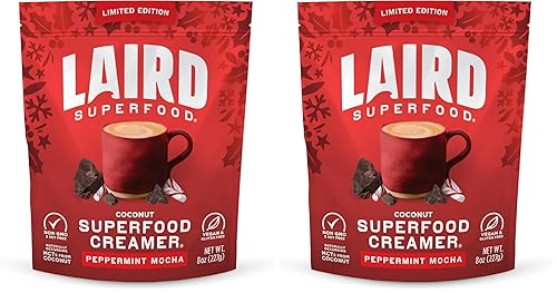 Vista 28 de Laird Superfood Creamer - Crema en polvo con sabor a chocolate y menta para el café, bolsa de 8 onzas
