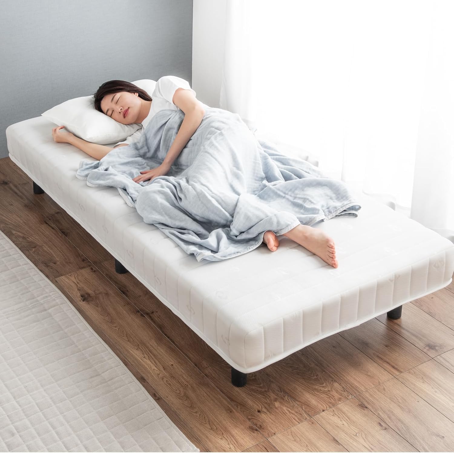 【未開封品】脚付きマットレス　圧縮タイプ　ボンネル　ホワイト　シングル 未開封品】脚付きマットレス 圧縮タイプ ボンネル ホワイト シングル