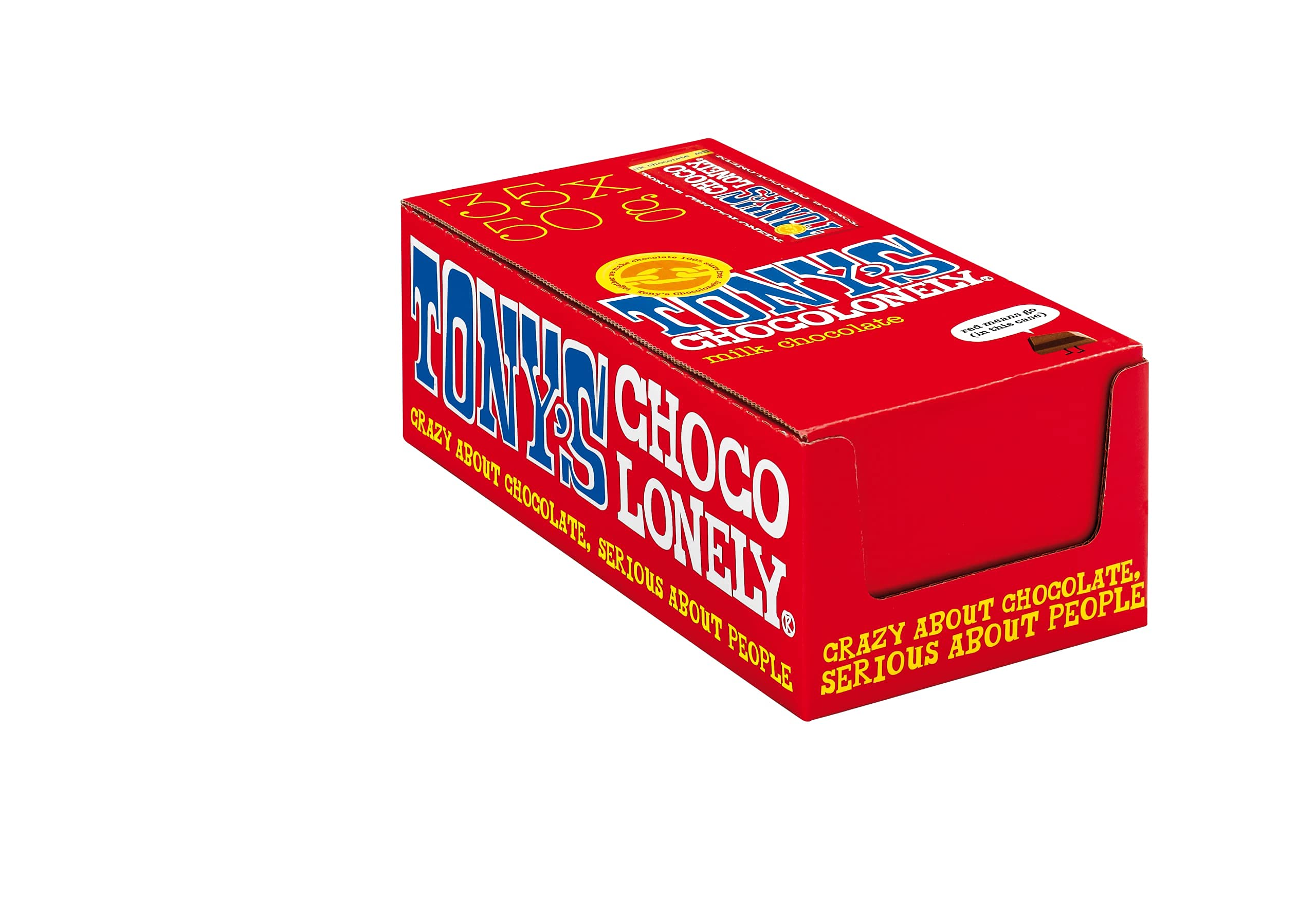 TONY'S CHOCOLONELY - Vollmilchschokolade 35x50 g Riegel - Fairtrade Schokoriegel, ideal für unterwegs. Ohne Palmöl, hergestellt in Belgien