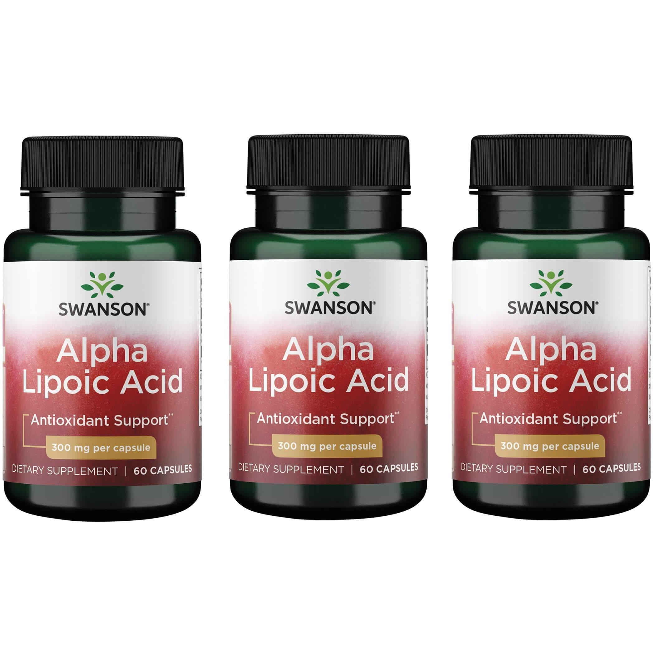 Swanson Alpha Lipoic Acid - Antioxidant Activity Supplement - 300 mg 60 Capsules (3 Pack) 60 Count (Pack of 3)