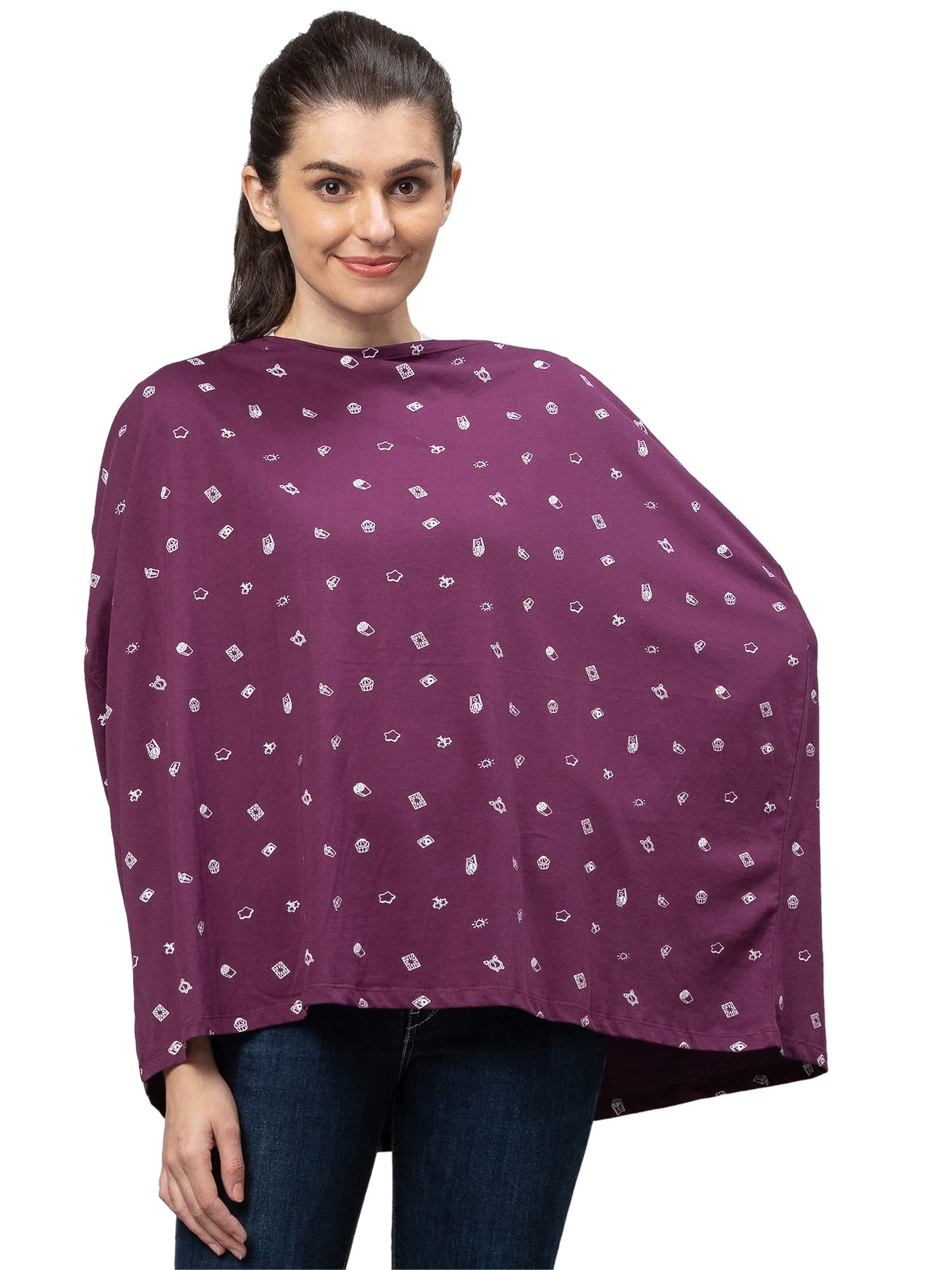 AV2 Women Cotton Nursing Cover or Scarf for Breastfeeding Purple Free 1002-image-33