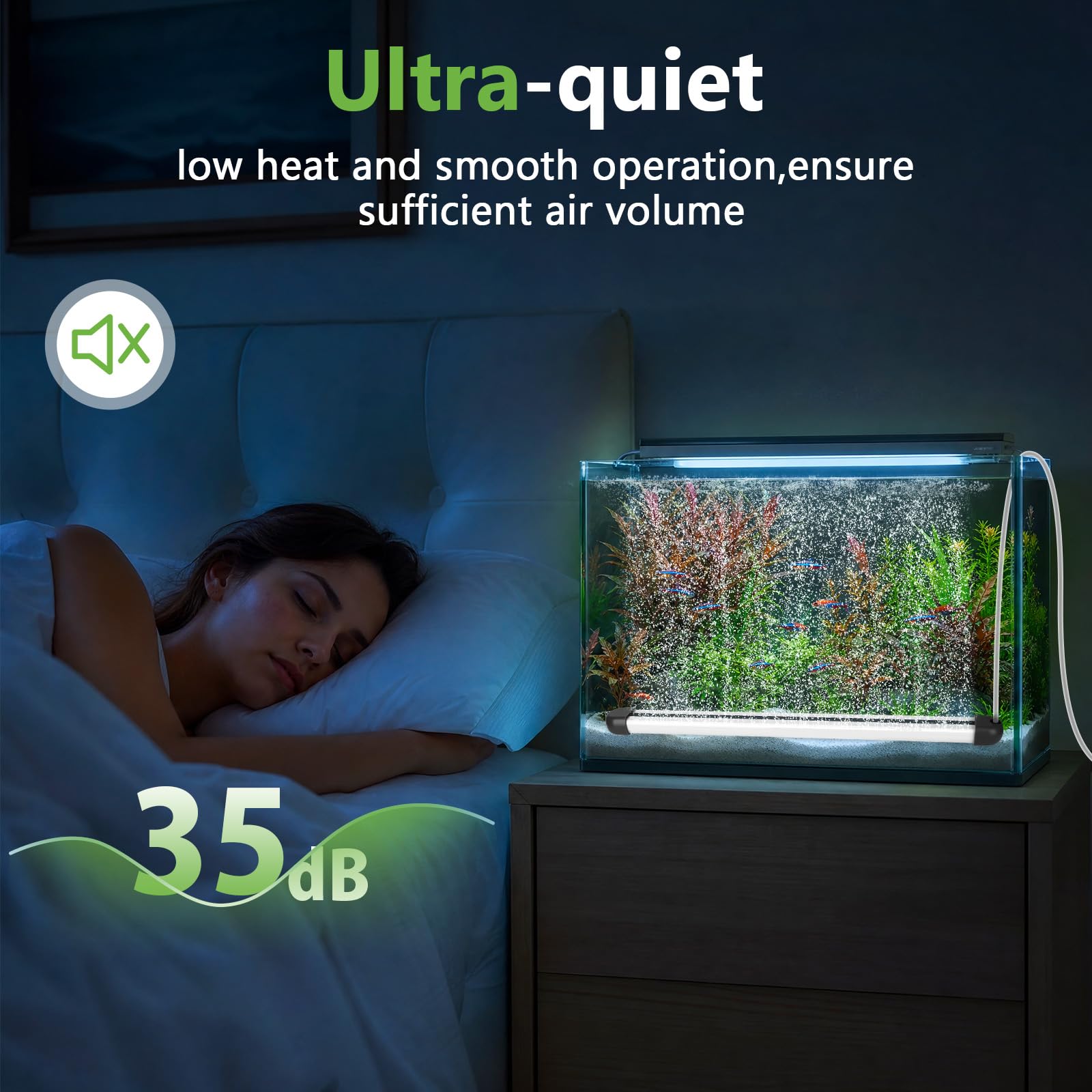 hygger Aquarium Bubbler Bar, Nano Fine Bubble Dual Flow für Aquarien, 89,9 cm