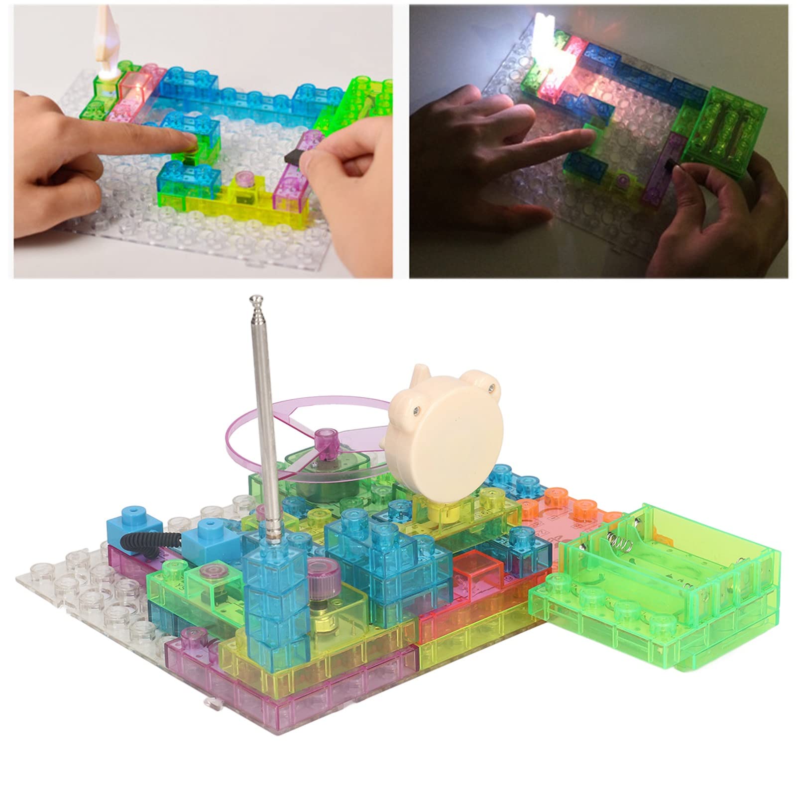 Kit di Costruzione di Circuiti per Bambini Creativi, Set di Esperimenti Elettronici Interattivi per L'apprendimento Divertente, Materiale Plastico con 44 Blocchi