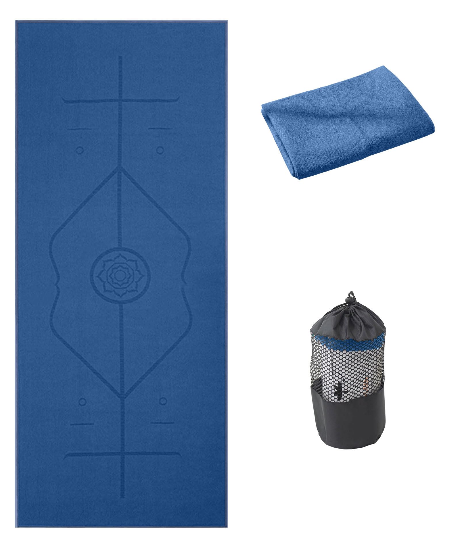 Asciugamano da yoga antiscivolo, 185 × 63 cm, assorbente, ad asciugatura rapida, per hot yoga, morbido asciugamano in microfibra, per palestra, fitness, allenamento