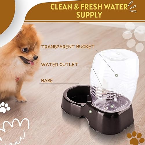 Miniatura 7 de Flexzion Bebedero automático para mascotas por gravedad para gatos y perros, antideslizante y fácil de limpiar, dispensador de agua de reposición