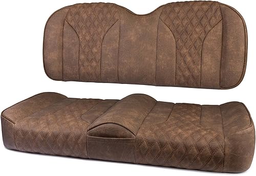 MODZ FS2 - Asiento delantero de carrito de golf personalizado para Yamaha G29 Drive - 2007-2016 - Añadir $40 - Base marrón - Patrón de doble diamante