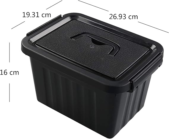 6 Packs 6 L Small Plastic Storage Box with Lid, Black