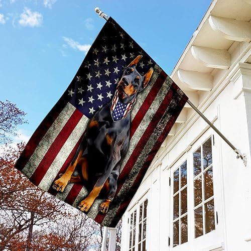 Miniatura 2 de Banderas-Doberman Pinscher Flag QNN249F, bandera de jardín (11.5 x 17.5 pulgadas), banderas de jardín de poliéster de alta calidad, banderas