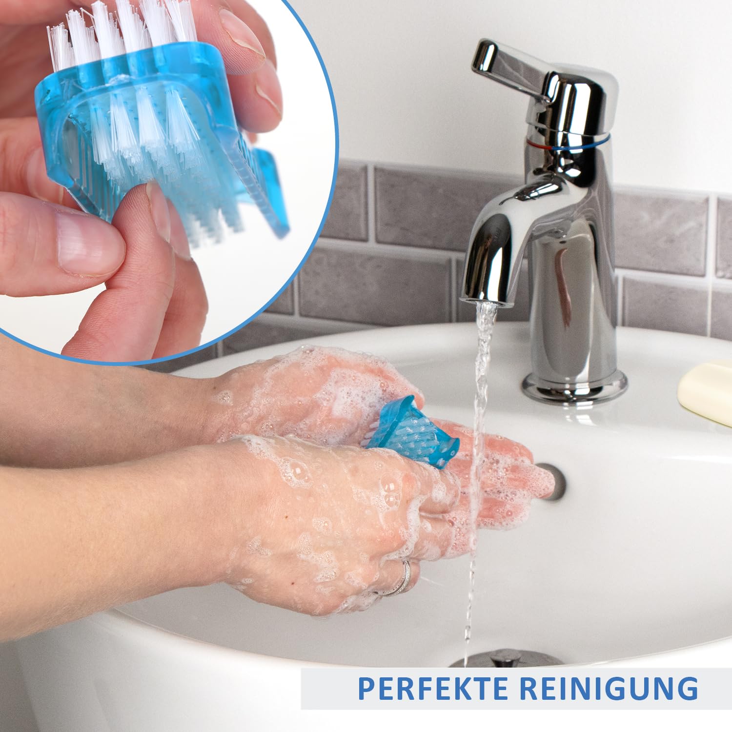 6X Spazzola per Il Lavaggio delle Mani - Spazzola per Unghie in plastica - Spazzola per Le Mani a Doppia Faccia - Spazzola per la Pulizia di Mani e Unghie (Rosso/Grigio/Blu - 6 Pezzi)