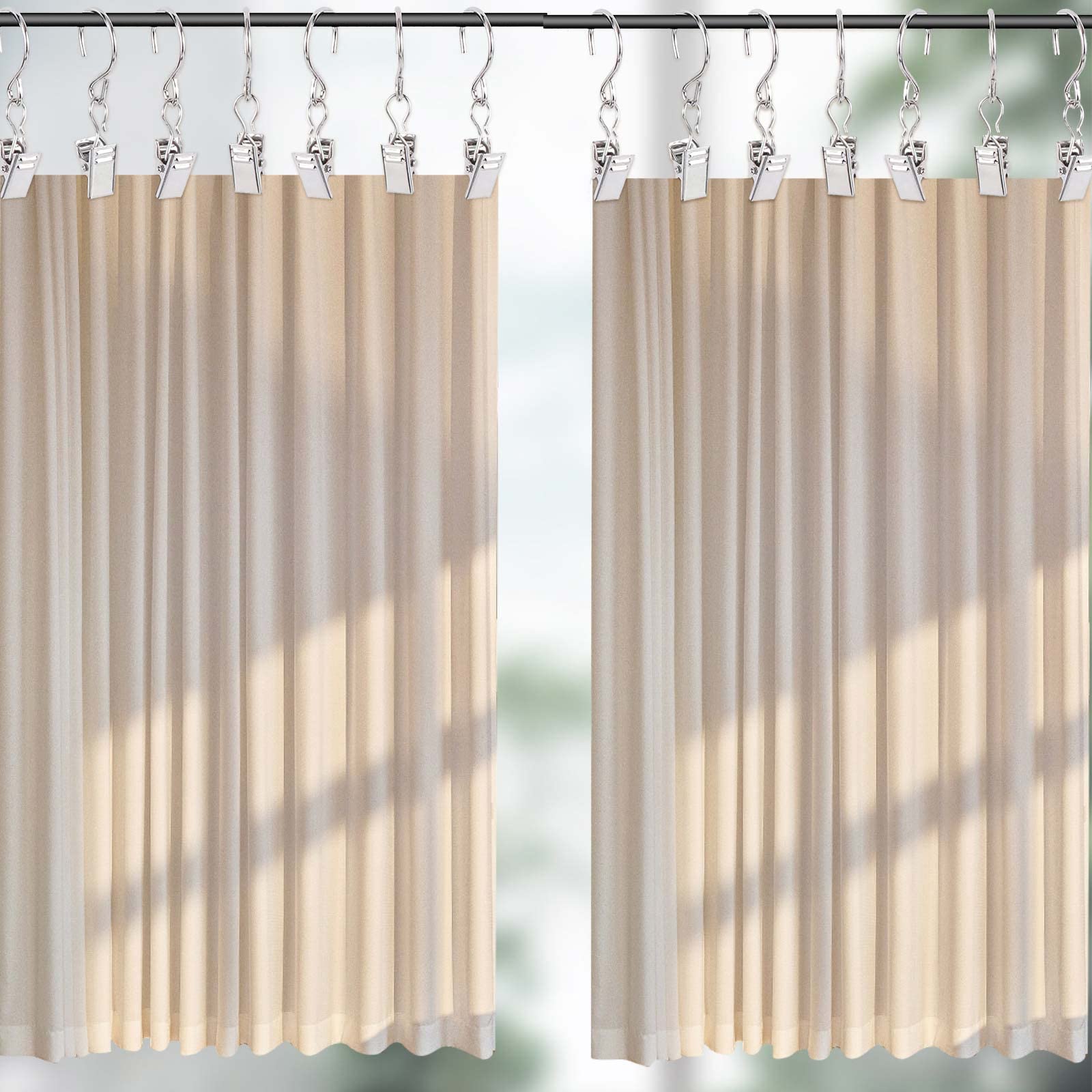 Yicoovey 50 Stück Vorhang Clips - Metall Gardinenklammern Mit S-Haken