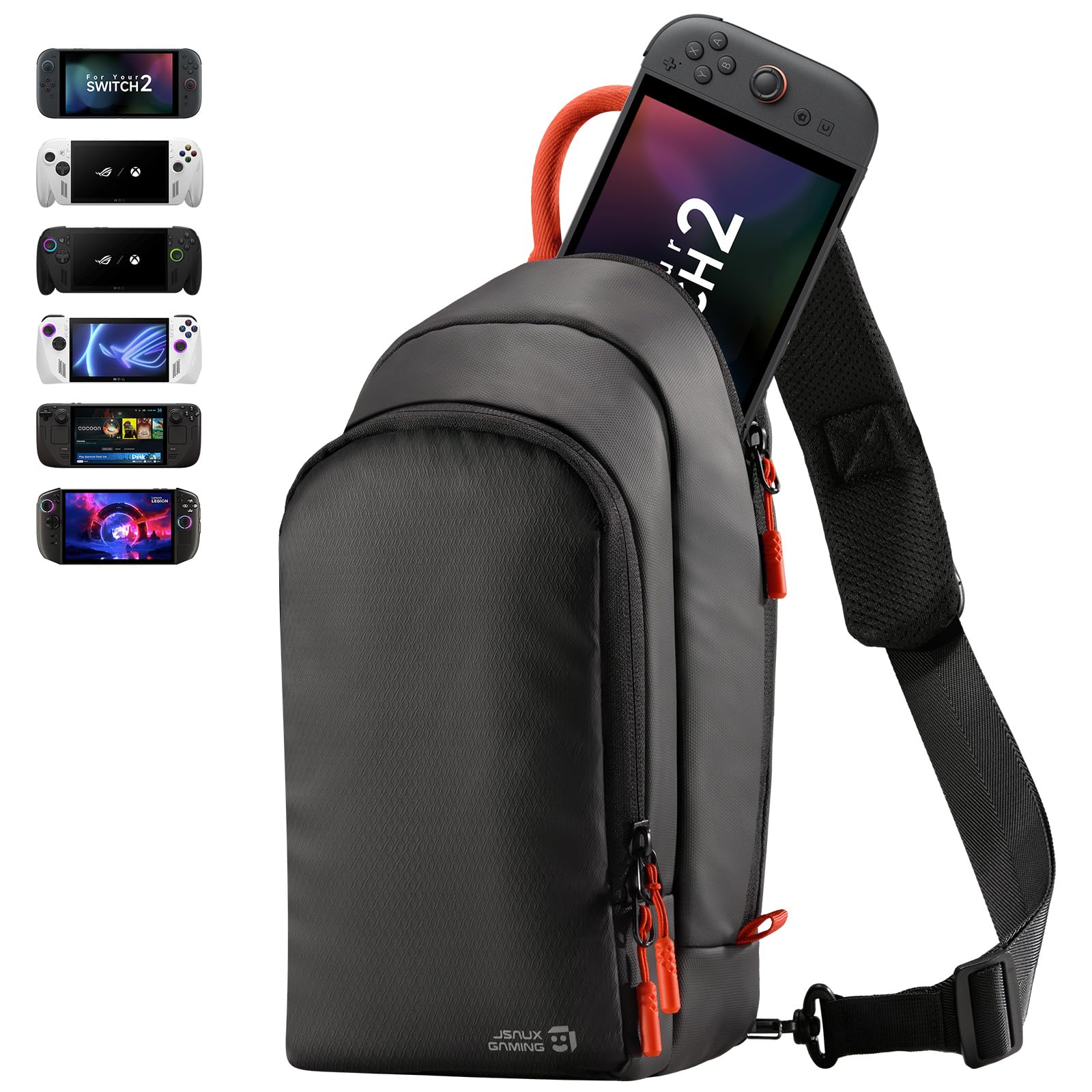 JSAUX Switch 2 Sling Bag Crossbody Case Joystick Protector 8 Game Card Slots