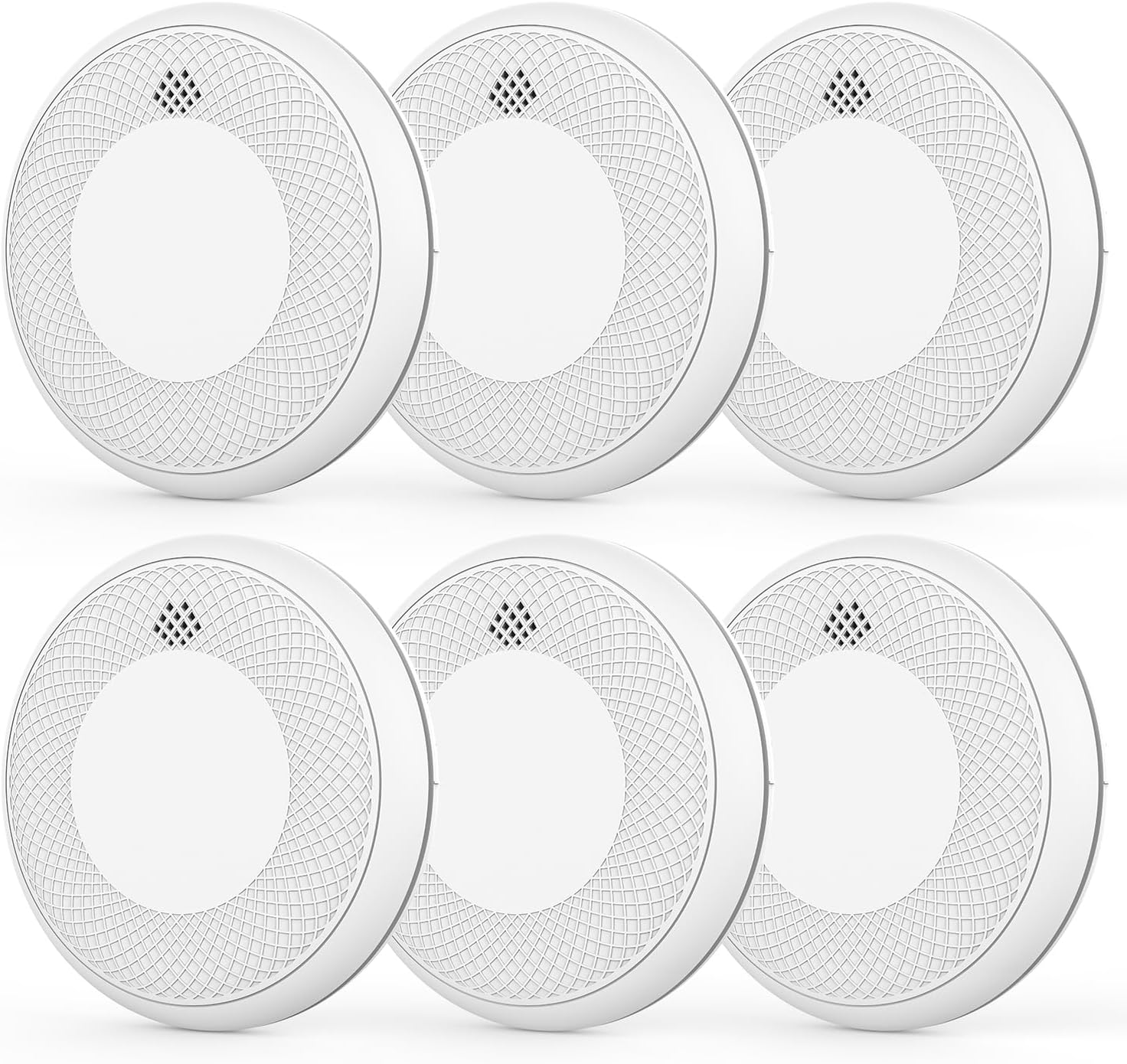 10-Year Battery Life Smoke Detector Photoelectric Fire Alarm with Test/Silence Button for Home Use, 6 Pack