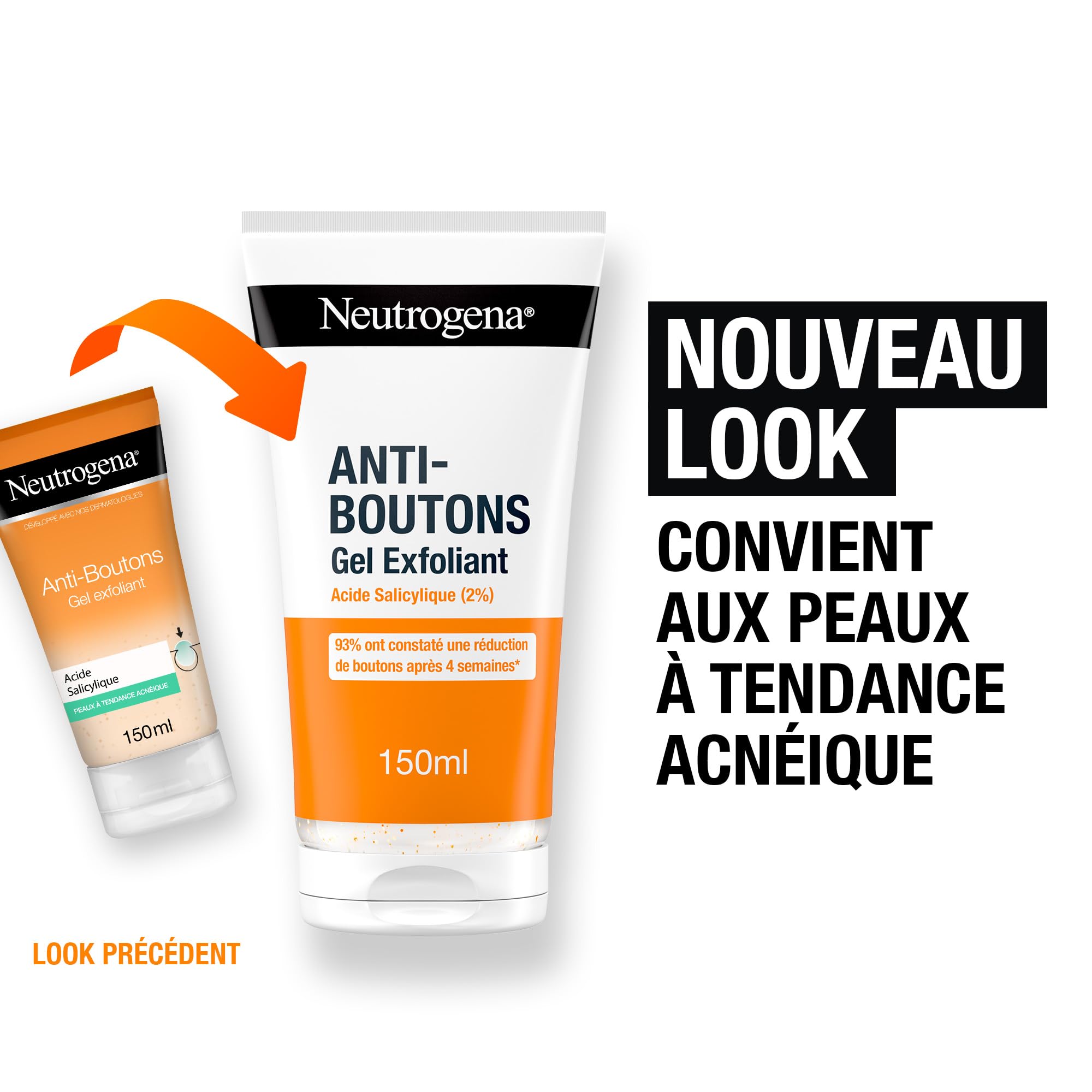 Neutrogena - Żel złuszczający przeciw pryszczom (tuba 150 ml) - Peeling do twarzy z kwasem salicylowym (2%) - 93% stwierdzono redukcję pryszczów po 4 tygodniach