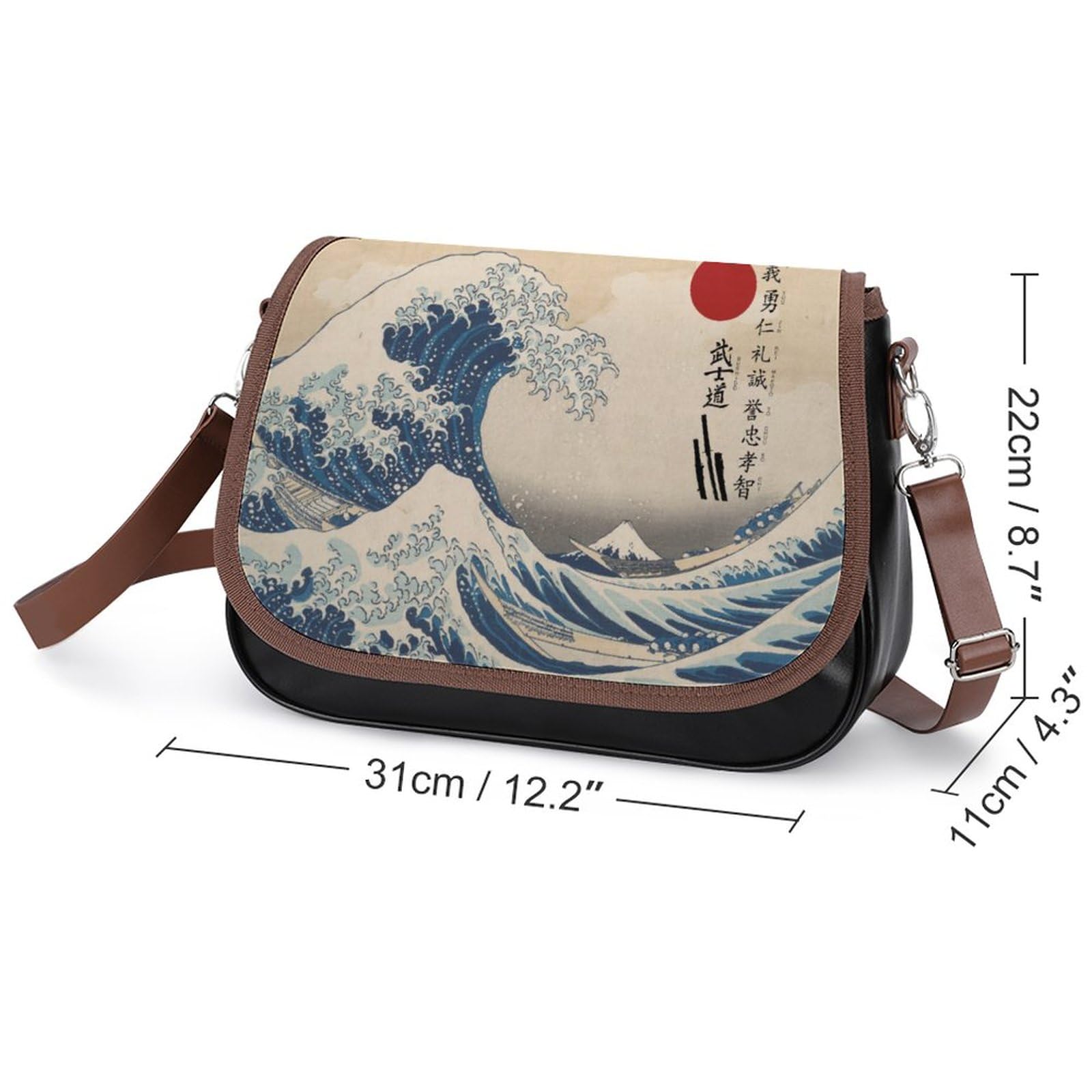 Amazon.co.jp: ショルダーバッグ 浮世絵 葛飾北斎 神奈川沖浪裏 武士道