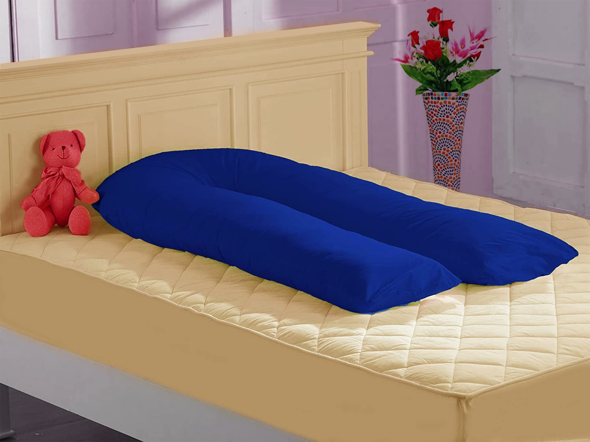 Comfort Collections 12FT U Shaped Pillow Case Cover Maternity Nursing Pregnancy Giant Bolster Full Body Pillow Case Cover COLOUR ROYAL BLUE