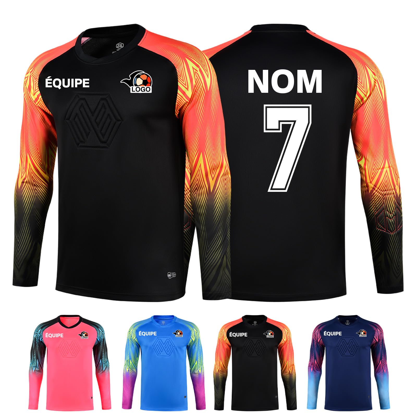 Maillot de Gardien de But de Foot Personnalisé pour Jeunes Enfant Adulte Haut de Gardien Personnalisable