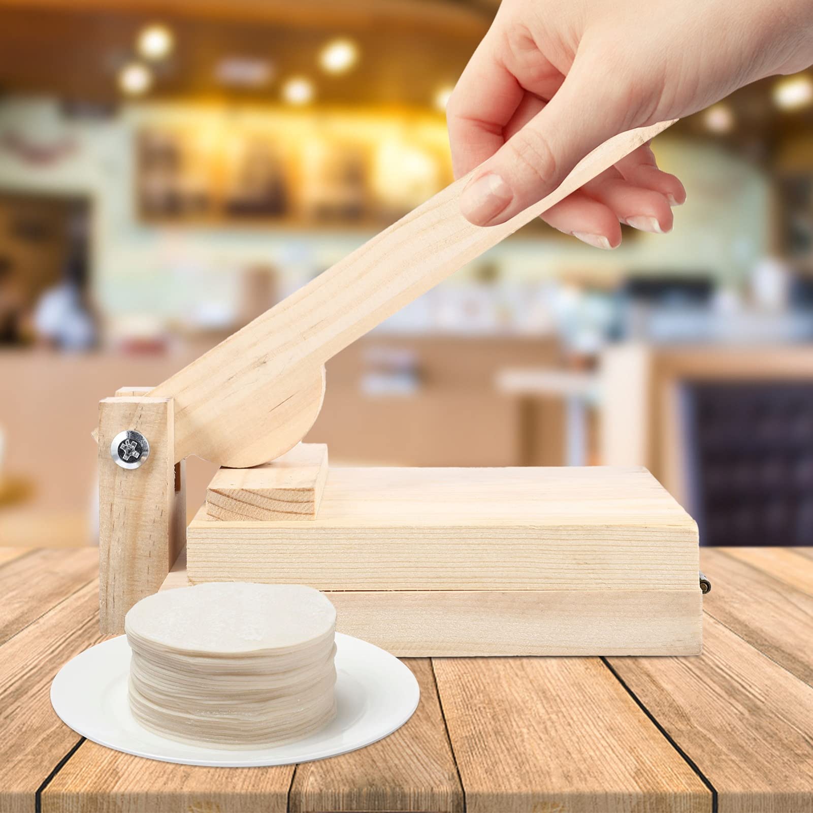 Cabilock 1 Pc Dumpling Wrapper Wooden Dough Presser Convenient Dough Pressing Mold Kitchen Gadget Dumpling Making Tool Dumpling Making Prop Dumpling Dough Presser Practical Dumpling Presser