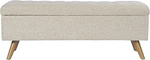 HomePop Modern Tufted Storage Bench - Textured Cream Fabric