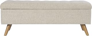 HomePop 48" Modern Tufted Storage Bench - Textured Cream Fabric