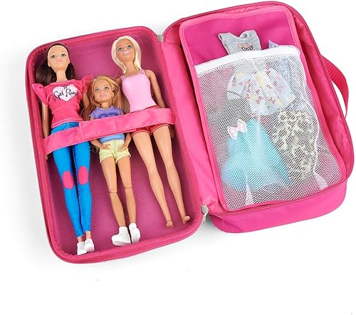 Miniatura 4 de Badger Basket Estuche rígido de almacenamiento para muñecas de moda de 12 pulgadas, con capacidad para 6 muñecas y accesorios, estampado animal