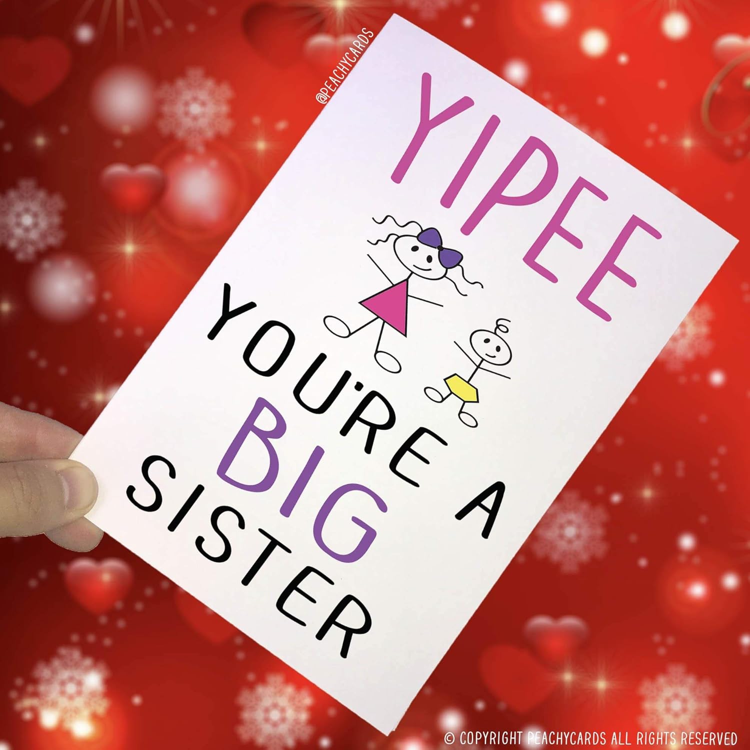 Congratulations Card, Yipee Your A Big Sister, Big Sister Card, Sister Card, New Baby Card Daughter Card Sibling Card Special New Baby PC104